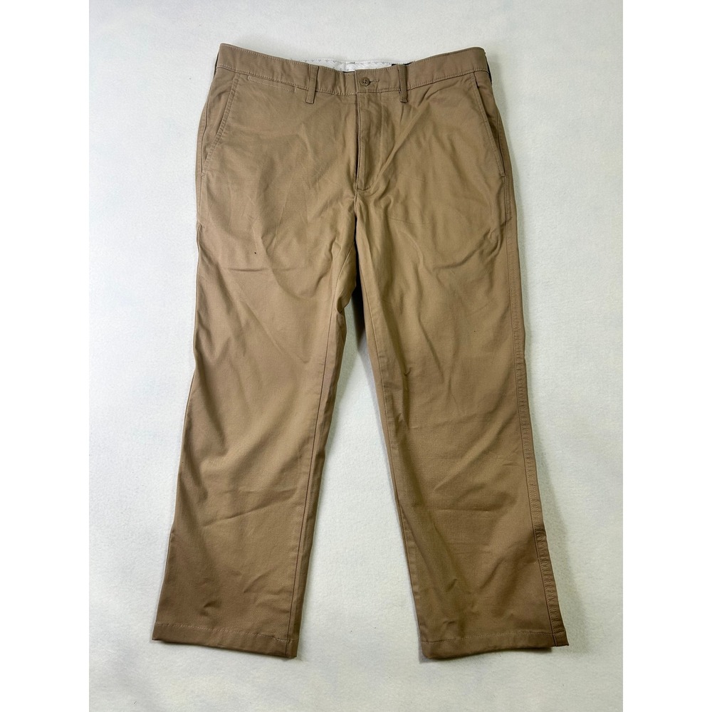 Cremieux Mens 38 Comfort Stretch Khaki Tan Flat Front Chino Pants Trousers Twill
